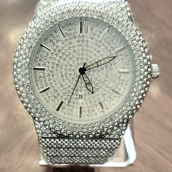 Mens Iced Out Hip Hop Bling Simulated Diamond Quartz Movement Full Ice Watch - Picture 6 of 7